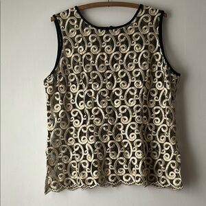 Elegant Gold Lace Sleeveless Top